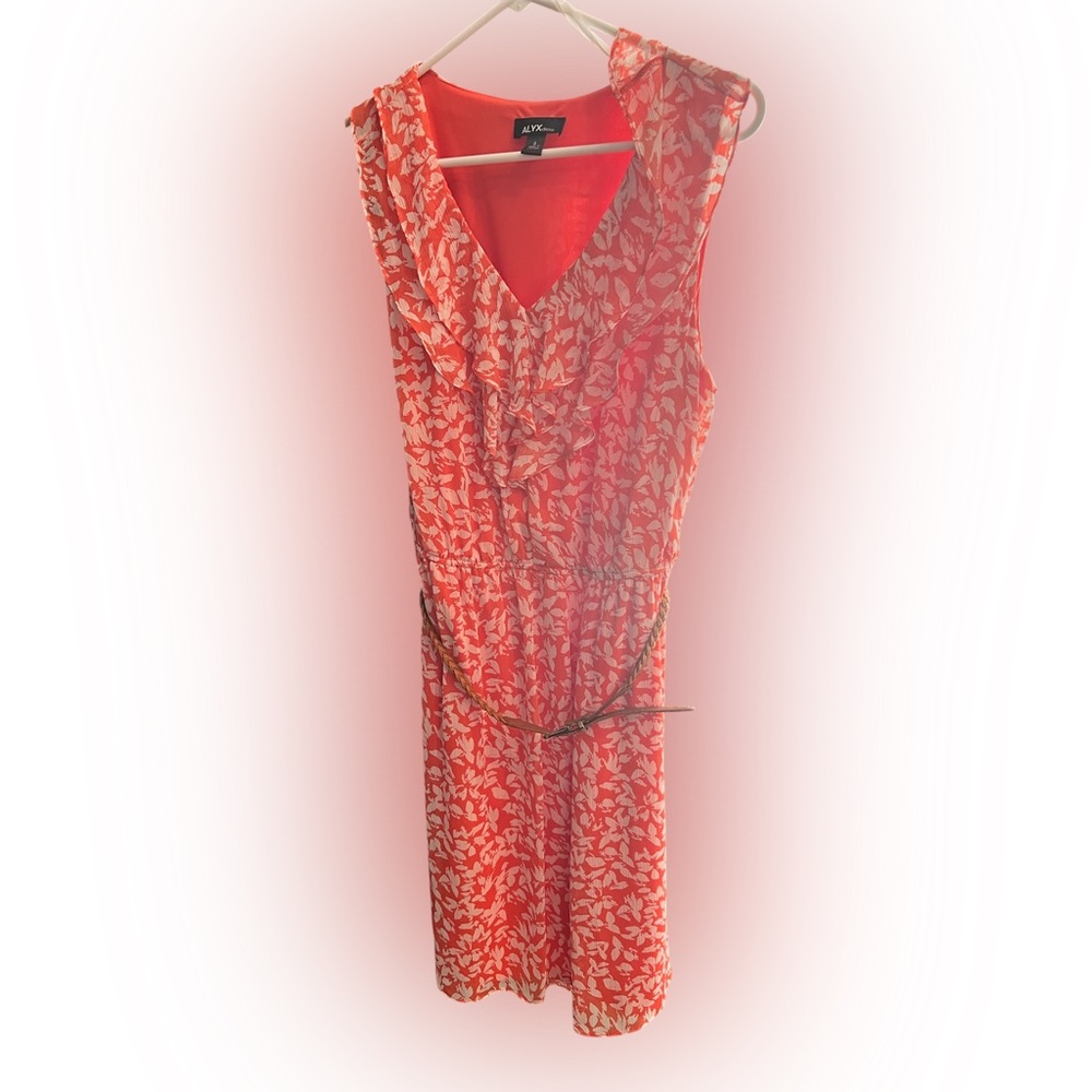 Alyx Coral Pink and White Midi Dress